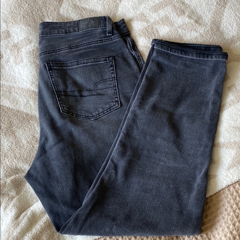 American Eagle Faded Black High Rise Mom Jeans